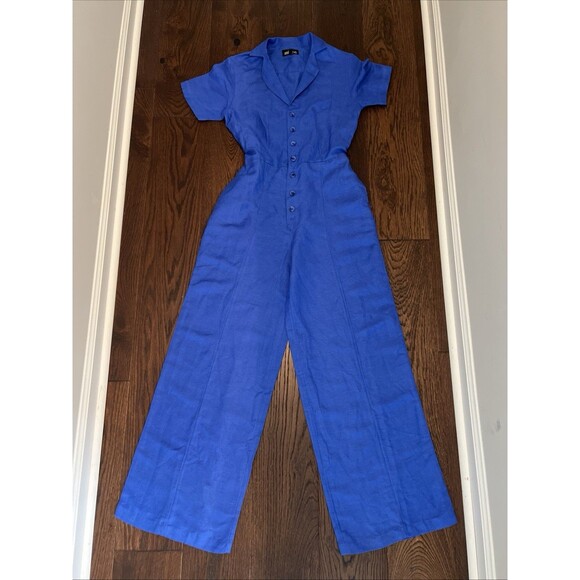 Mixed Neptune Linen Jumpsuit Cobalt Blue Size XS EUC Retail $178 - Picture 4 of 12